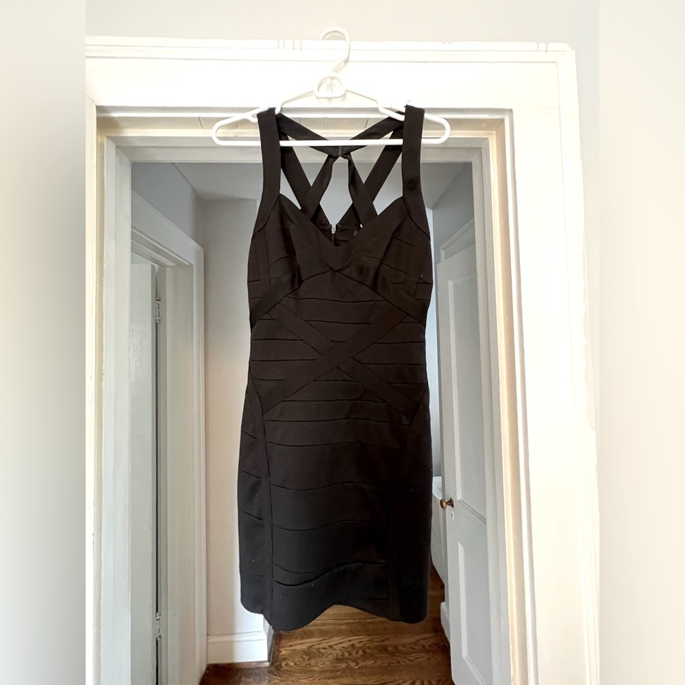Black strappy bodycon dress